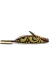 CHARLOTTE OLYMPIA MATRYOSHKA EMBROIDERED CANVAS SLIPPERS