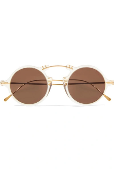 Illesteva Roma Ii Round-frame Acetate And Gold-tone Sunglasses In Ivory