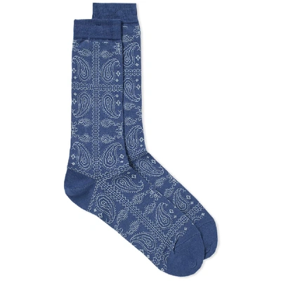 Anonymous Ism Paisley Crew Sock In Blue