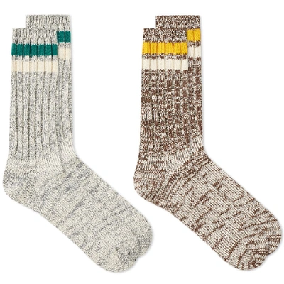 Anonymous Ism Mix Lines Crew Sock - 2 Pack In Multi