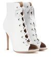GIANVITO ROSSI MARIE PEEP-TOE LEATHER ANKLE BOOTS,P00310659