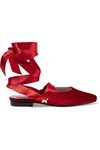 MR BY MAN REPELLER WOMAN THE MORNING AFTER EMBOSSED VELVET FLATS RED,US 4772211933315511