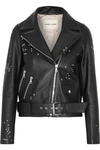 SANDY LIANG WOMAN ASTRO DELANCEY EMBROIDERED TEXTURED-LEATHER BIKER JACKET BLACK,US 4772211933322875