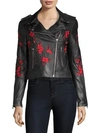 LAMARQUE Donna Floral Leather Jacket
