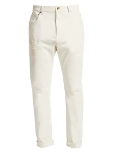 Brunello Cucinelli Men's Para Leisure-fit Cargo Trousers In Off White