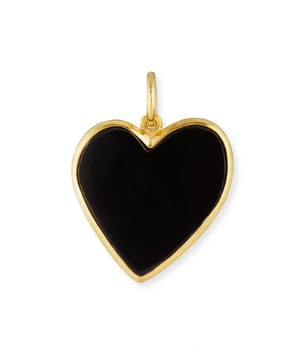 Edie Parker Small Enamel Heart Pendant In Black