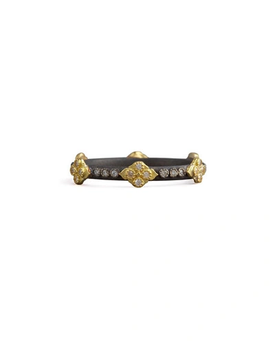 Armenta 18k Yellow Gold And Blackened Sterling Silver Cravelli Cross Diamond Stacking Ring In Old World