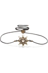 GUCCI CORD, GOLD-TONE, CRYSTAL AND FAUX PEARL CHOKER
