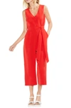 Vince Camuto Sleeveless Tie Waist Jumpsuit In Geranium