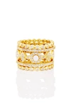 FREIDA ROTHMAN SIGNATURE MOTHER-OF-PEARL STACKABLE RINGS,YZR090064B-MOP