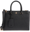 TORY BURCH SMALL ROBINSON DOUBLE-ZIP LEATHER TOTE - BLACK,46331