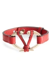 VALENTINO GARAVANI ROCKSTUD V LEATHER BRACELET,PW2J0257VIT