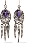 FRED LEIGHTON COLLECTION 18-KARAT GOLD, SILVER, DIAMOND AND AMETHYST EARRINGS