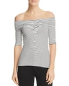 THREE DOTS HYANNIS STRIPE OFF-THE-SHOULDER TOP,OO1513