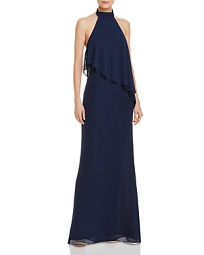 Laundry By Shelli Segal Chiffon Halter Gown In Midnight