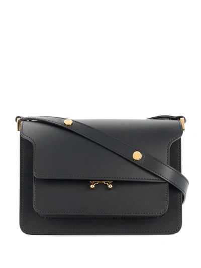 Marni Black Saffiano Leather Shoulder Bag In Negro