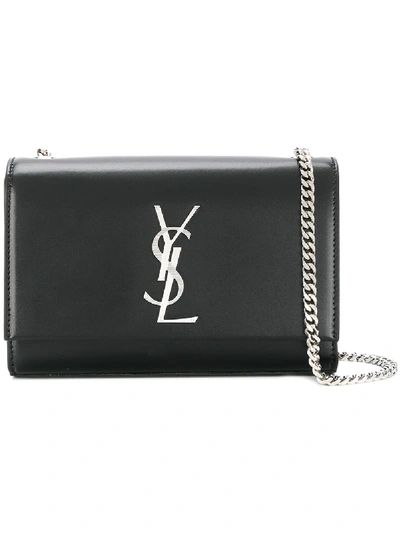 Saint Laurent Small Kate Monogram Leather Chain Shoulder Bag In Black