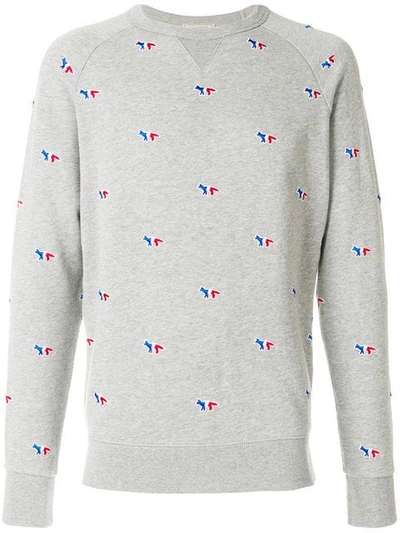 Maison Kitsuné Tricolour Fox Embroidered Sweatshirt In Grey