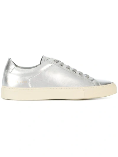 Common Projects Achilles Retro Low-top Metallic Sneakers, Silver
