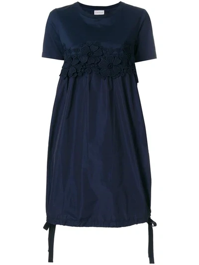Moncler Floral Embroidered T-shirt Dress In Blue