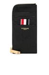 THOM BROWNE PEBBLE GRAIN HALF-ZIP WALLET,TMBX-MY70