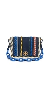 Tory Burch Kira Whipstitch Double Strap Mini Bag In Royal Navy/multi