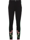 GUCCI Striped cotton leggings with floral embroidery,501294ZKK4012476843