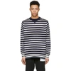 SACAI Navy & White Striped Drawstring Sweater,18-01644M