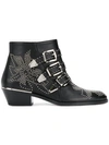 Chloé Women Black Nappa Leather Susanna Ankle Boots In Black