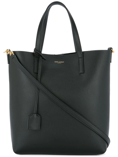 Saint Laurent Shopping Tag Detail Tote Bag In Black