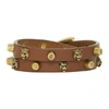 GUCCI GUCCI BROWN FELINE HEAD DOUBLE-WRAP BRACELET,501535 J1656