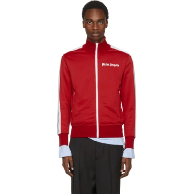 Palm Angels Red Classic Track Jacket In Red,white,black