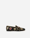 DOLCE & GABBANA SLIPPERS IN PRINTED CADY WITH JEWEL BUCKLE,CP0114AN791HNM69