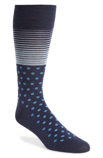 Cole Haan Stripe & Dot Socks In Marine Blue