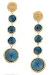 Marco Bicego 'jaipur' Semiprecious Stone Linear Earrings In Yellow Gold/ Blue Topaz