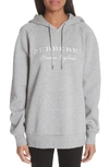 Burberry Krayford Embroidered Cotton Blend Hoodie In Grey