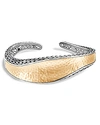 JOHN HARDY STERLING SILVER & 18K BONDED GOLD CLASSIC CHAIN HAMMERED MEDIUM KICK CUFF,CZ90085XM