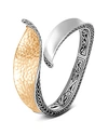 JOHN HARDY STERLING SILVER & 18K BONDED GOLD CLASSIC CHAIN HAMMERED HINGED BANGLE,BZ90015XM