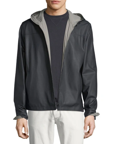 Loro Piana Waterfront Reversible Hooded Bomber Jacket In Navy