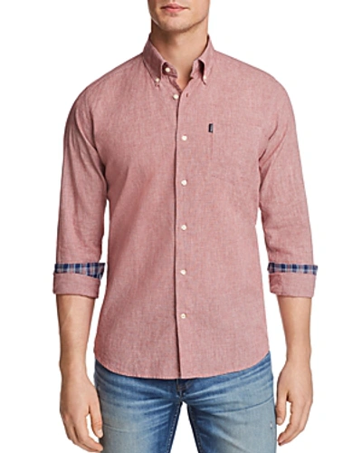 Barbour Men's Austin Tailored-fit Red Micro-houndstooth Pocket Shirt