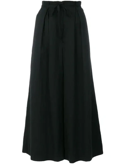 Ulla Johnson Sylvie Pleated Tencel, Linen And Cotton-blend Twill Culottes In Black