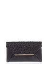 LANVIN EMBOSSED BLACK LEATHER CLUTCH,10518273