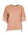 N°21 FEATHER TRIM OVERSIZED T-SHIRT,10518427