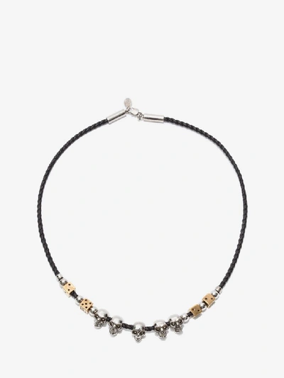 Alexander Mcqueen Skull And Dice Necklace In Black Mix