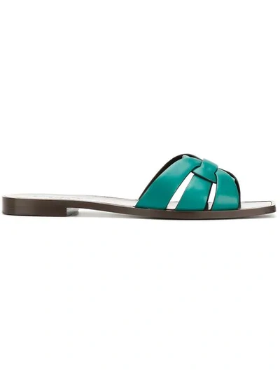 Saint Laurent Nu Pieds 05 Tribute Sandals In Green Painted Leather