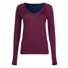 Ny Charisma Women's Navy & Wine Color Block V-neck Sweater