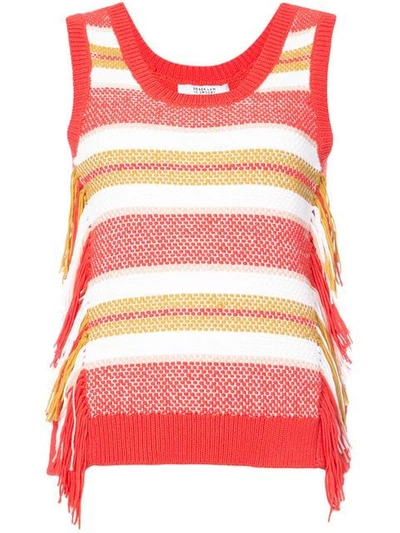 Derek Lam 10 Crosby Sleeveless Knit Top With Fringe In Red