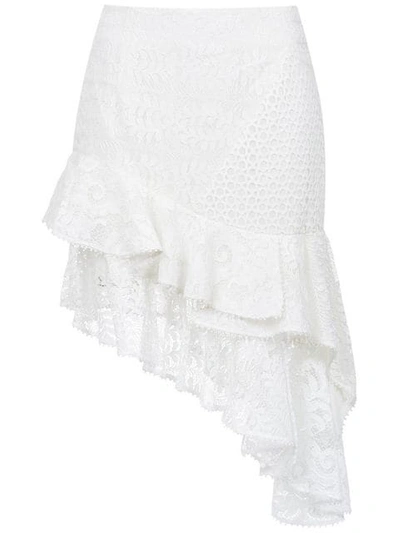 Martha Medeiros Lace Asymmetric Skirt In White