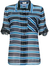 Fendi Stripe Printed Silk Organza Shirt In Multicolor