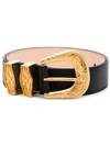 VERSACE BLACK ENGRAVED BUCKLE LEATHER BELT,DCDG332DV2T12572462